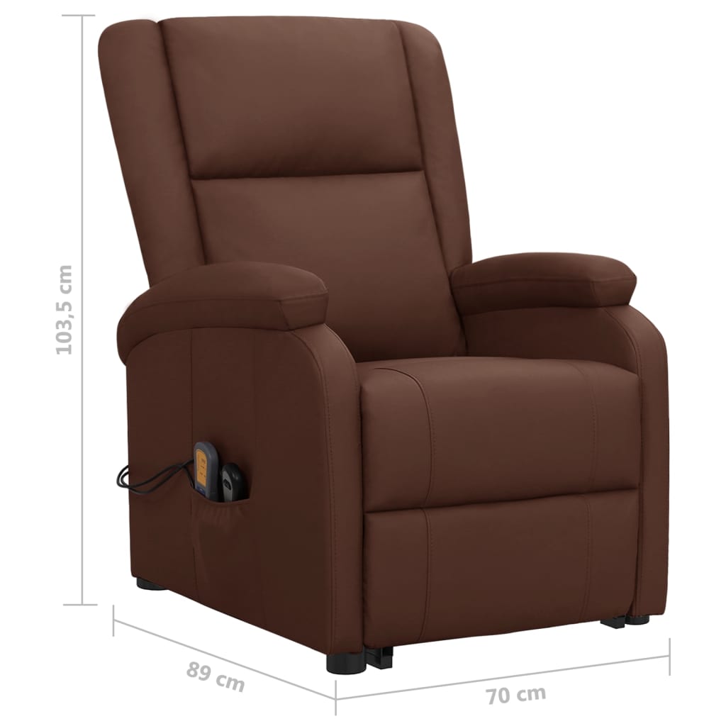 Sillón de masaje elevable cuero sintético marrón vidaXL