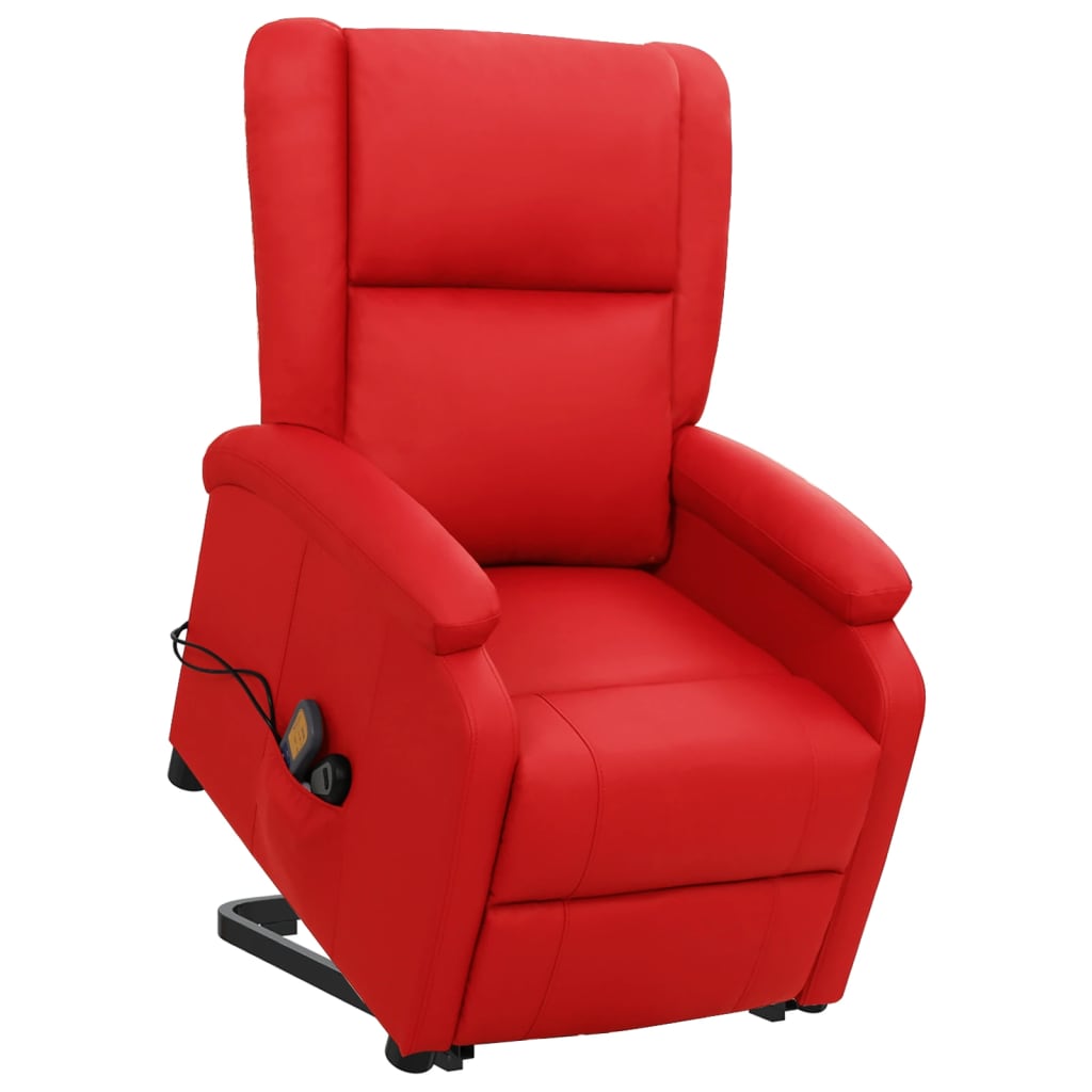 Vetonek Sillón de masaje elevable cuero sintético rojo