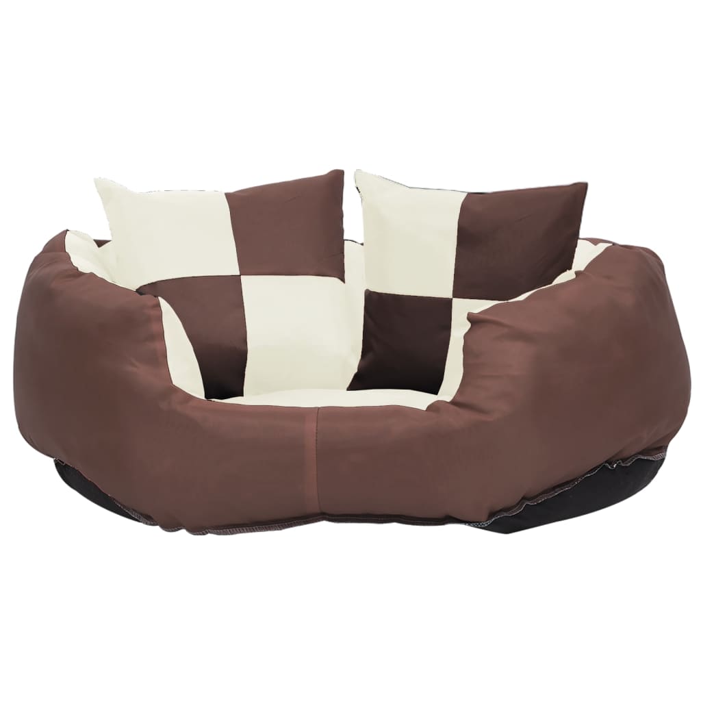 Reversible and washable brown and cream dog cushion 65x50x20cm v0330 - Vetonek