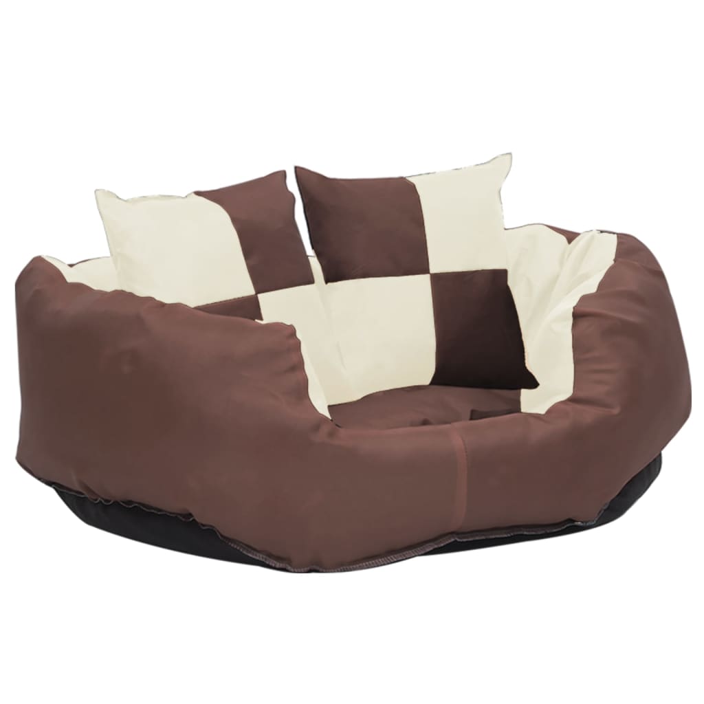 Reversible and washable brown and cream dog cushion 65x50x20cm v0330 - Vetonek