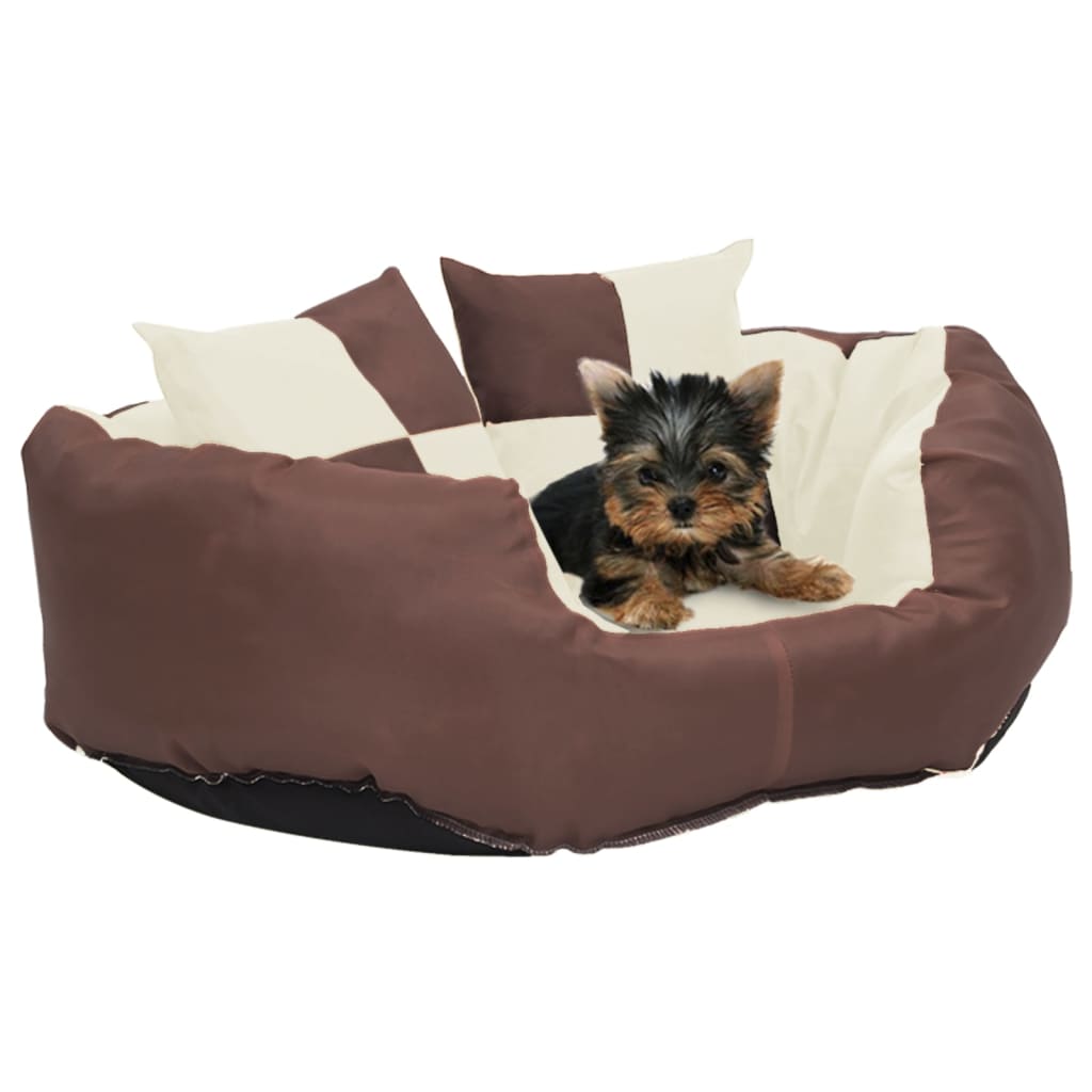 Reversible and washable dog cushion brown and cream 65x50x20cm v0330 Vetonek