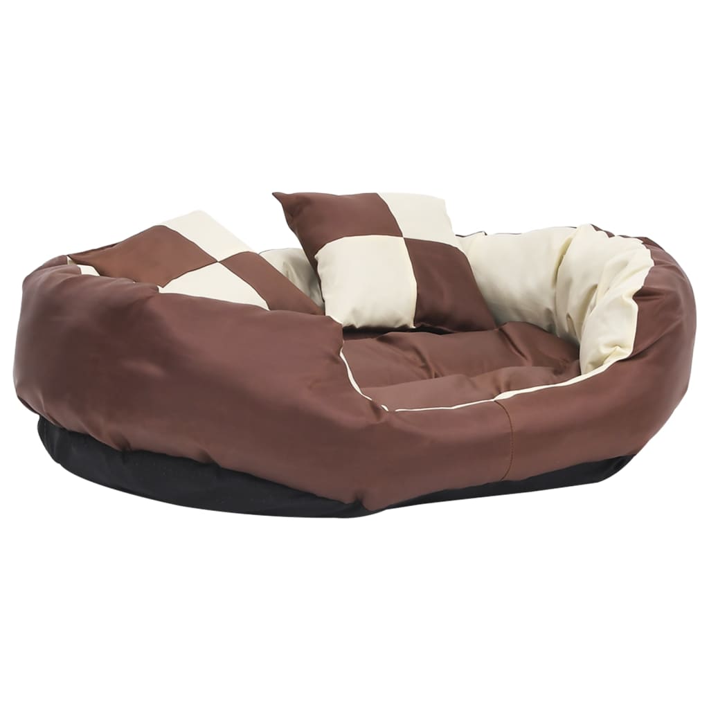 Vetonek Reversible and washable dog cushion brown and cream 85x70x20cm