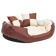 Reversible and washable dog cushion brown and cream 85x70x20cm v0347 - Vetonek