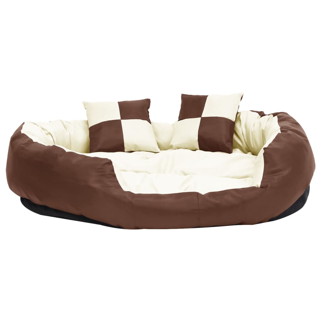 Reversible and washable dog cushion cream brown 110x80x23 cm v0354 - Vetonek
