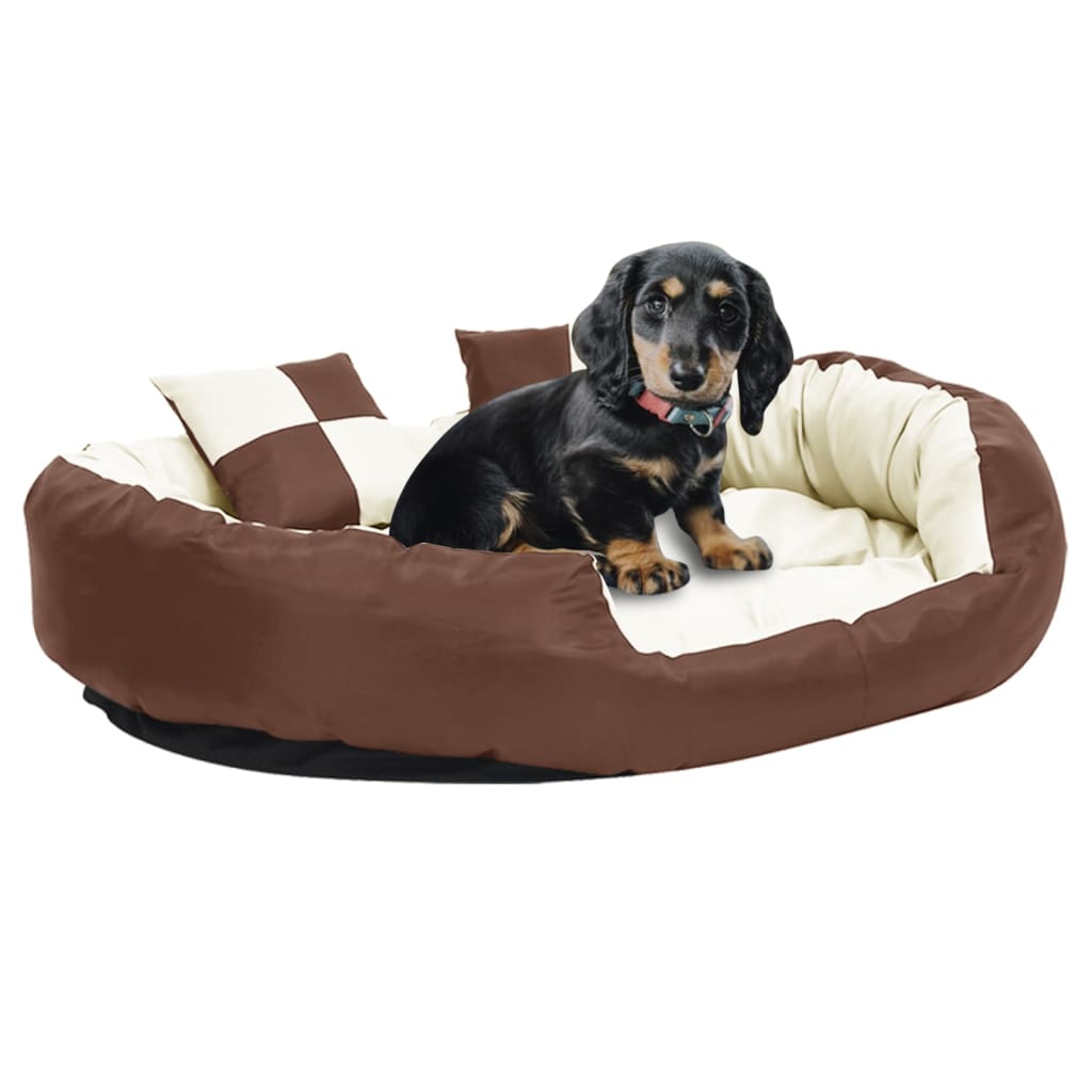 Reversible and washable dog cushion cream brown 110x80x23 cm v0354 Vetonek