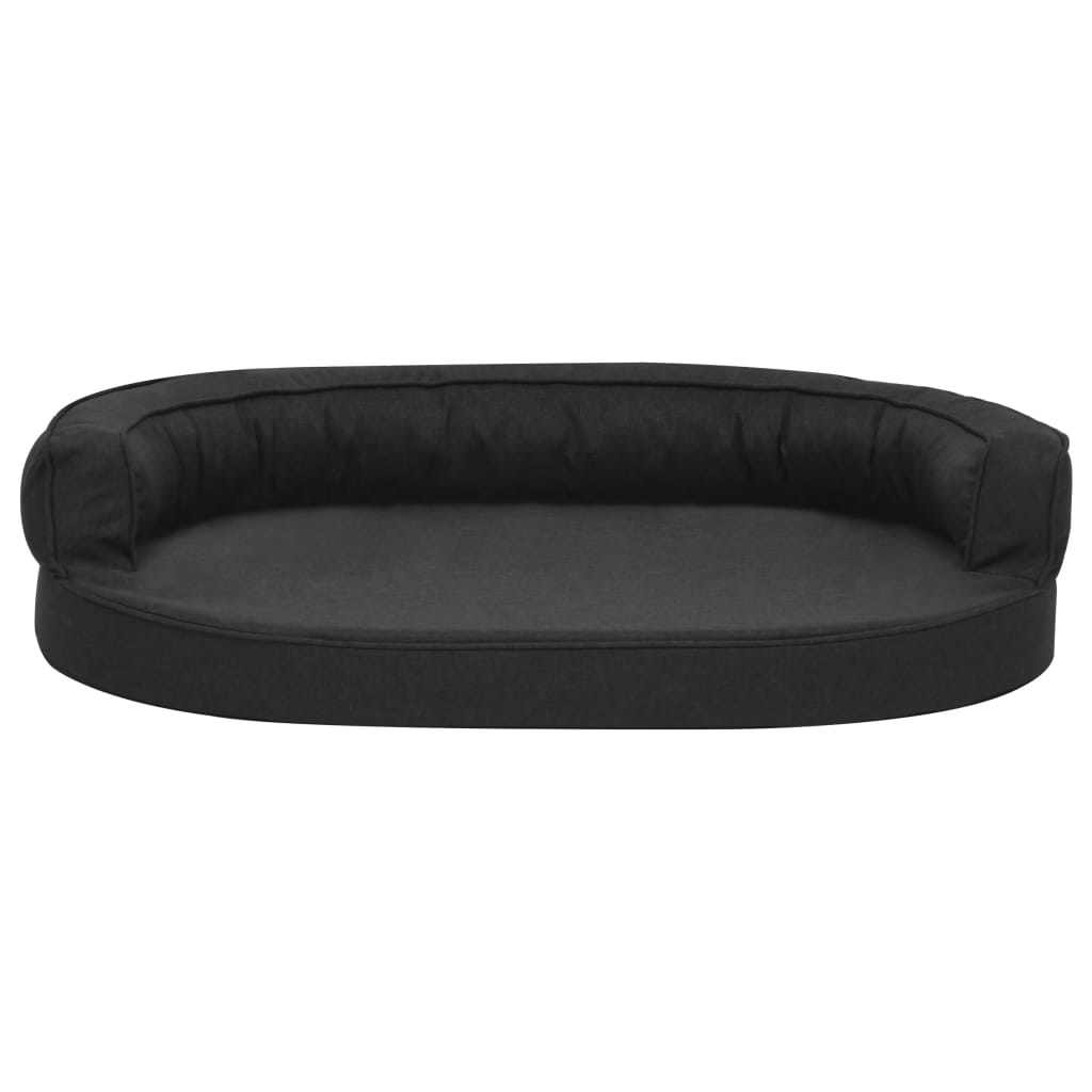 Black Linen Look Ergonomic Dog Bed Mattress 75x53cm v1306 - Vetonek