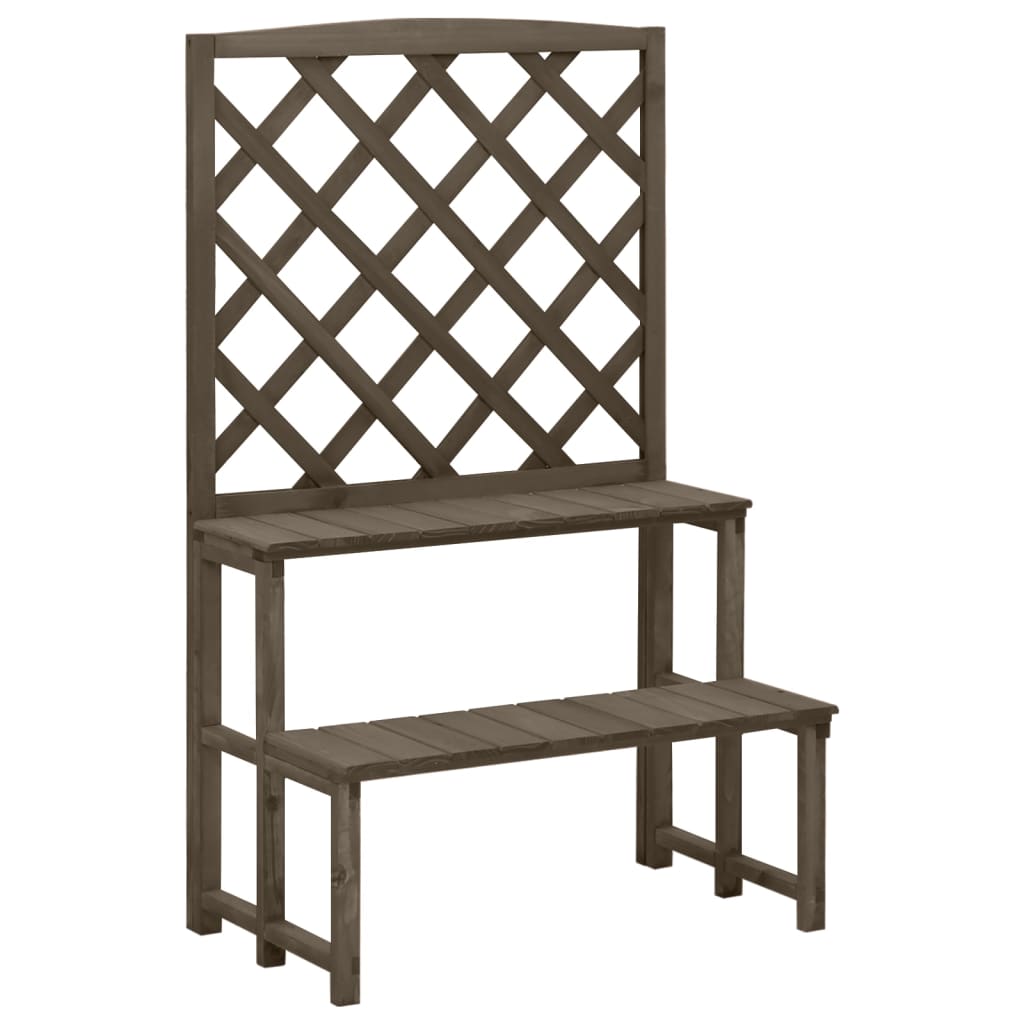 Vetonek Soporte de plantas y enrejado madera de abeto gris 70x42x115 cm