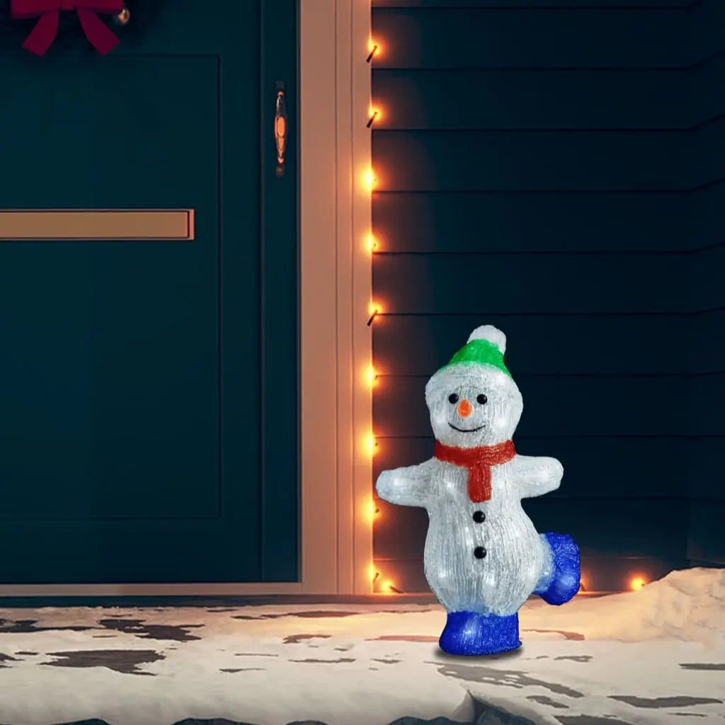 Vetonek Figura de muñeco de nieve de acrílico navideño LED 30 cm