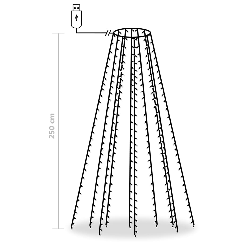 Luzes de árvore de Natal 250 LEDs Branco frio 250 cm