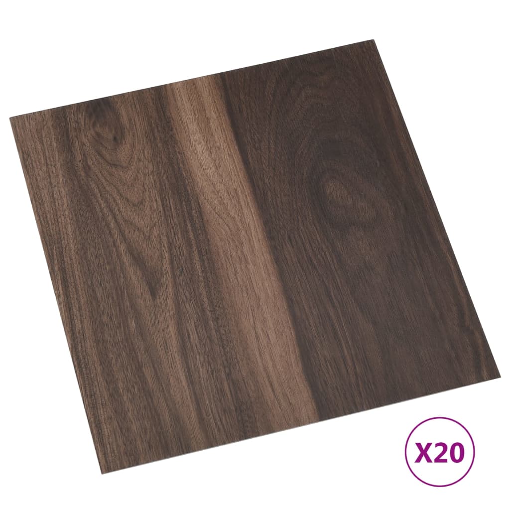 Plataformas de solo auto -adesivas 20 UDs PVC Brown escuro 1,86 m²