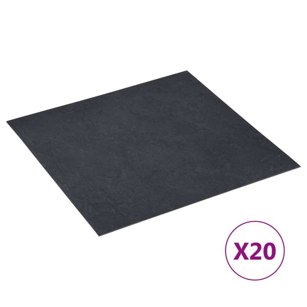 Tarimas de suelo autoadhesivas 20 uds PVC mármol negro 1,86 m²