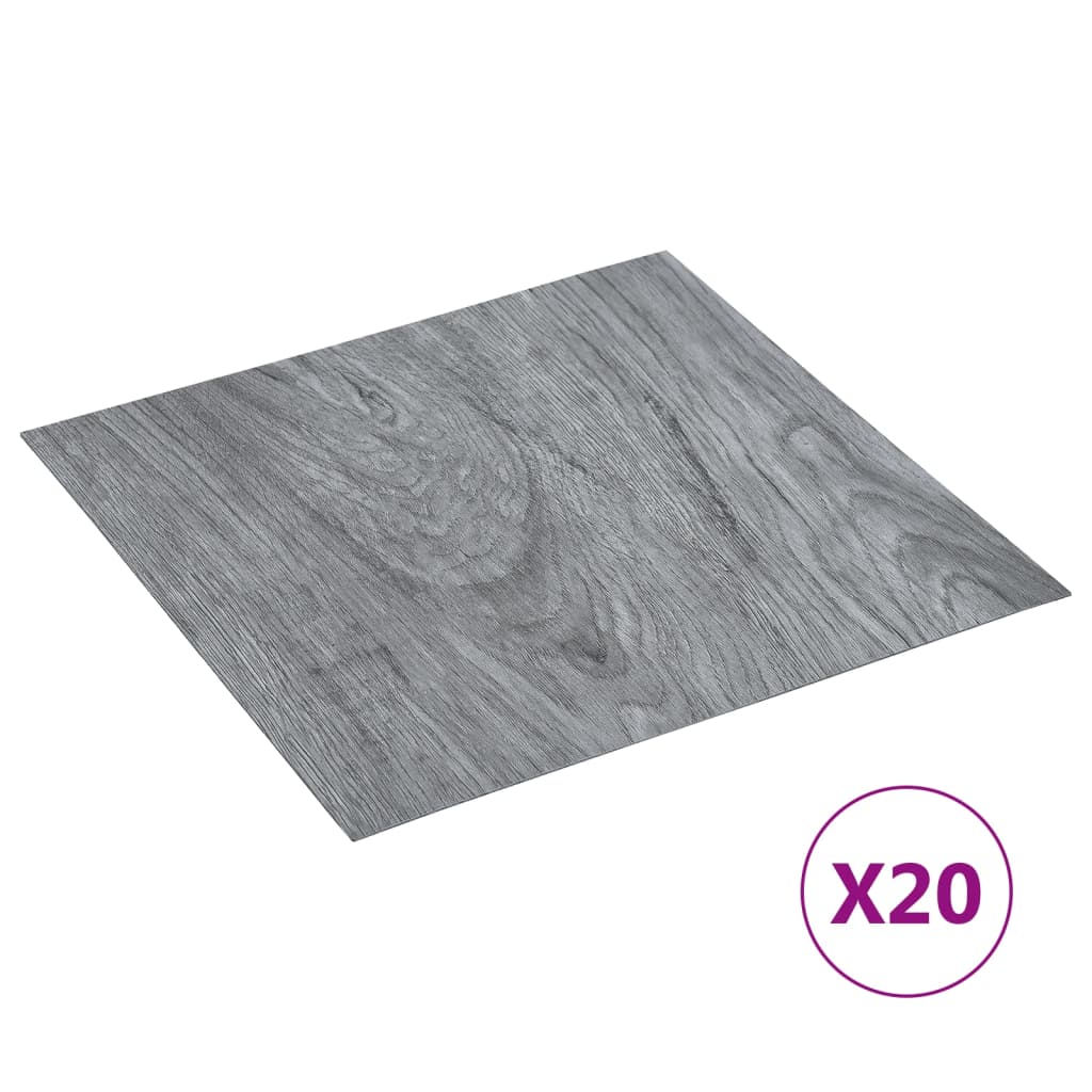 Tarimas de suelo autoadhesivas 20 uds PVC gris claro 1,86 m²