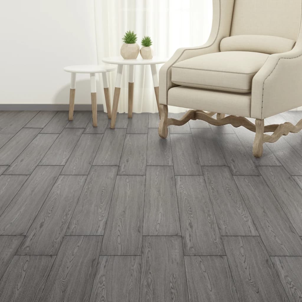 Vetonek Lamas para suelo autoadhesivas PVC gris oscuro 5,21 m² 2 mm