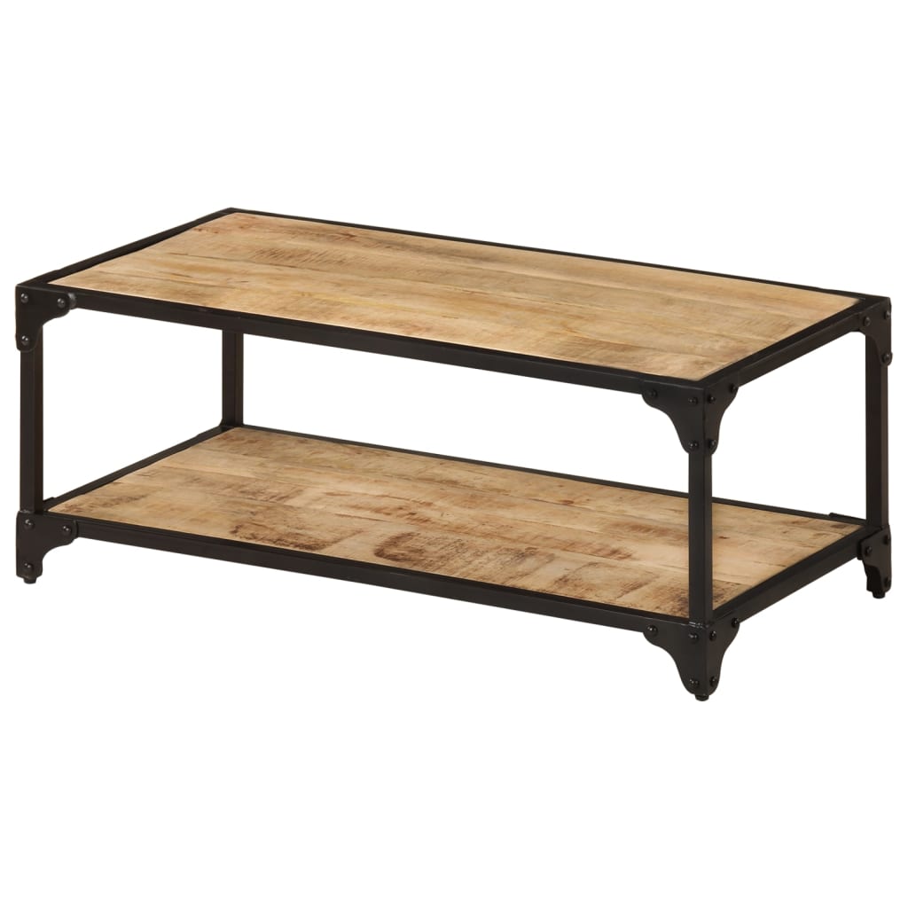 Vetonek Mesa de centro de madera maciza de mango rugosa 90x45x35 cm