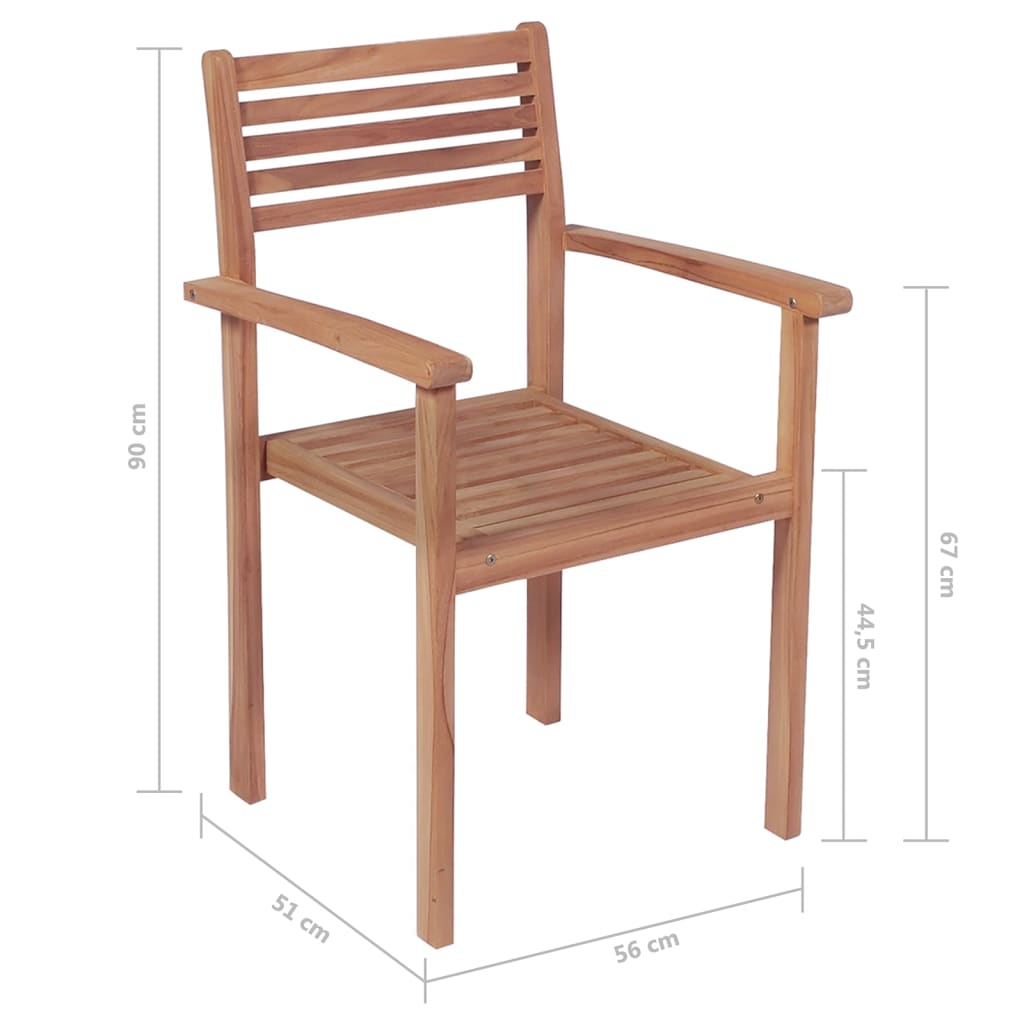 Sillas apilables de jardín 6 uds madera de teca con cojines vidaXL