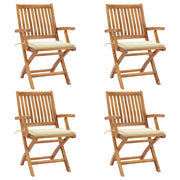Folding garden chairs 4 pcs solid teak wood with cushions V9357 Vetonek