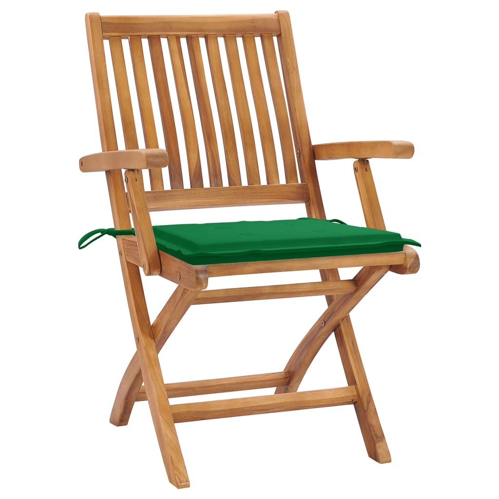 Folding garden chairs 4 pcs solid teak wood with cushions V9388 Vetonek