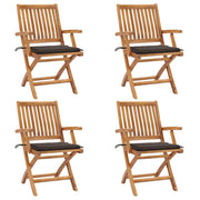 Folding garden chairs 4 pcs solid teak wood with cushions V9418 Vetonek
