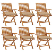 Folding garden chairs 6 pcs solid teak wood with cushions V9784 Vetonek