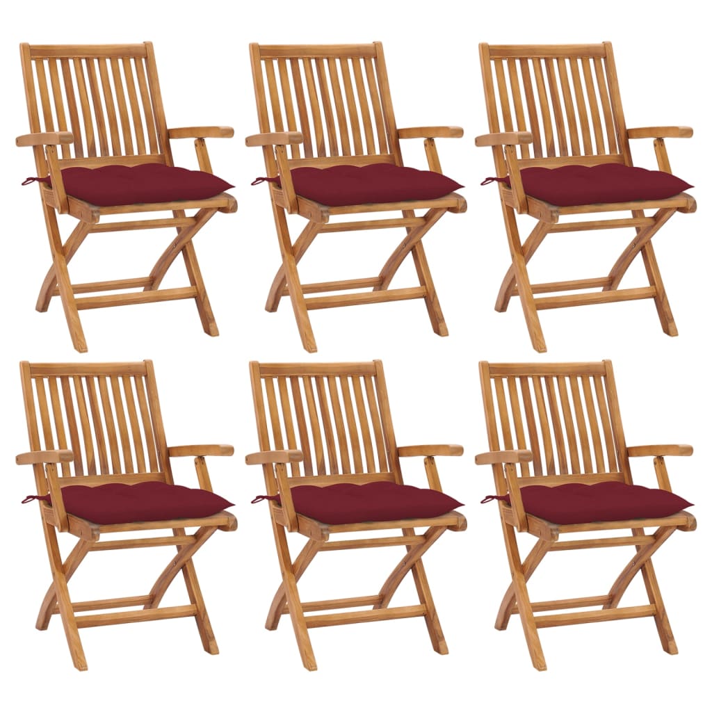 Folding garden chairs 6 pcs solid teak wood with cushions V9845 Vetonek