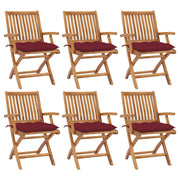 Folding garden chairs 6 pcs solid teak wood with cushions V9845 Vetonek