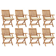 Folding garden chairs 8 pcs solid teak wood with cushions V9890 Vetonek