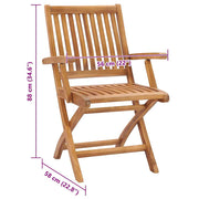 Folding garden chairs 8 pcs solid teak wood with cushions V9890 Vetonek