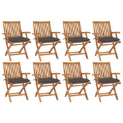 Folding garden chairs 8 pcs solid teak wood with cushions V0025 Vetonek