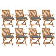 Folding garden chairs 8 pcs solid teak wood with cushions V0032 Vetonek