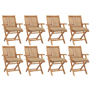 Folding garden chairs 8 pcs solid teak wood with cushions V0056 Vetonek