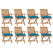 Folding garden chairs 8 pcs solid teak wood with cushions V0063 Vetonek