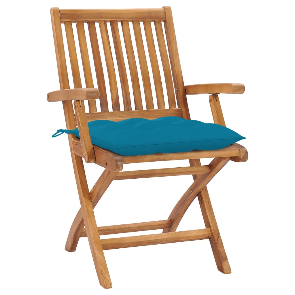 Folding garden chairs 8 pcs solid teak wood with cushions V0063 Vetonek