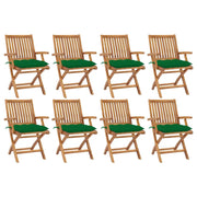 Folding garden chairs 8 pcs solid teak wood with cushions V0070 Vetonek