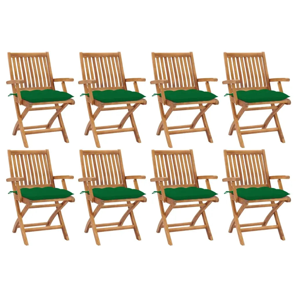 Folding garden chairs 8 pcs solid teak wood with cushions V0070 Vetonek