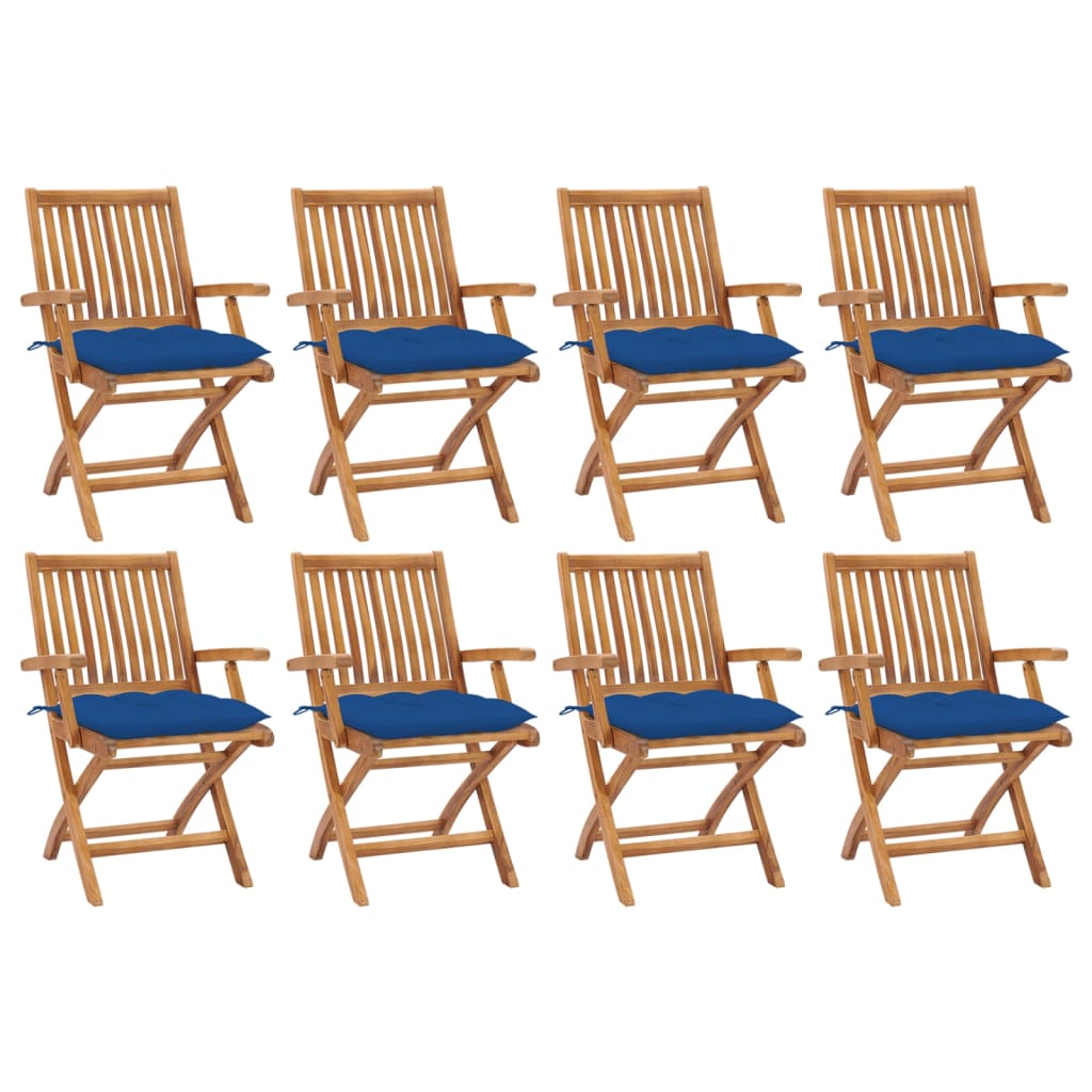 Folding garden chairs 8 pcs solid teak wood with cushions V0124 Vetonek