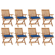 Folding garden chairs 8 pcs solid teak wood with cushions V0124 Vetonek