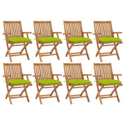 Folding garden chairs 8 pcs solid teak wood with cushions V0131 Vetonek
