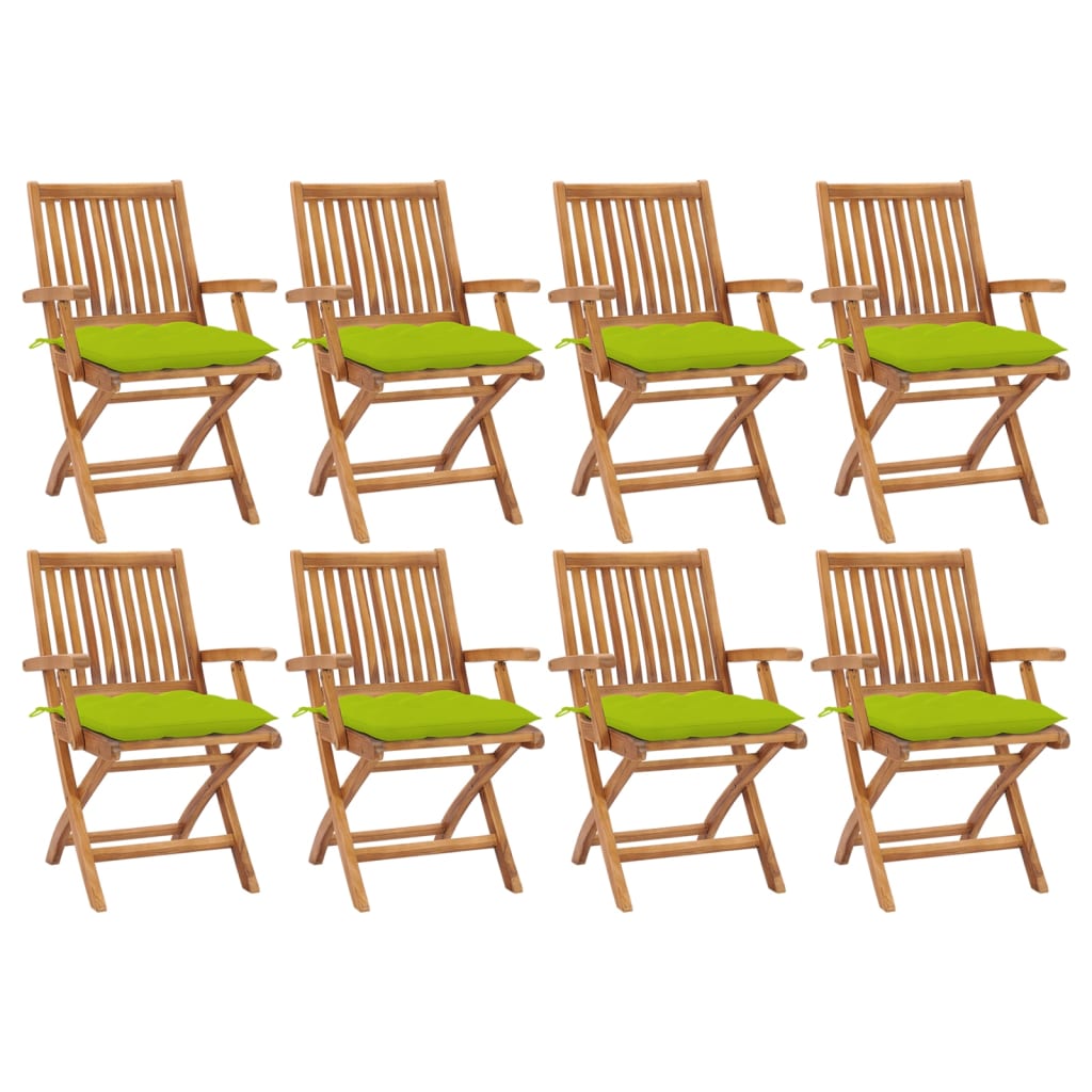 Folding garden chairs 8 pcs solid teak wood with cushions V0131 Vetonek