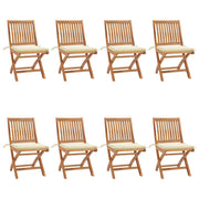 Folding garden chairs 8 pcs solid teak wood with cushions V0735 Vetonek