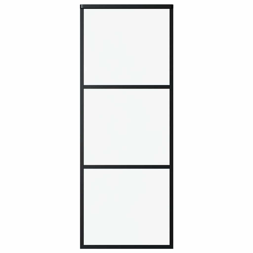 3-panel sliding door ESG glass and black aluminum 76x205 cm 