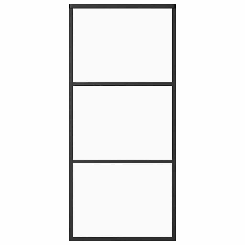 Black ESG glass and aluminum sliding door 90x205 cm 
