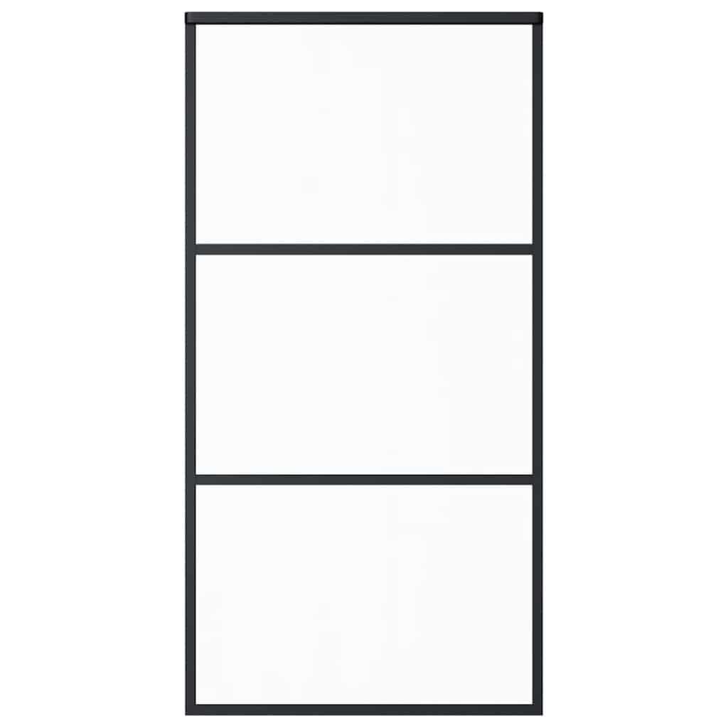 ESG sliding door, black glass and aluminum, 102x205 cm 