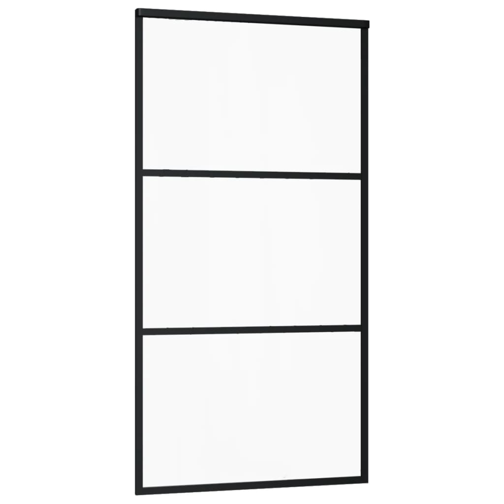 Puerta corredera ESG vidrio y aluminio negra 102x205 cm