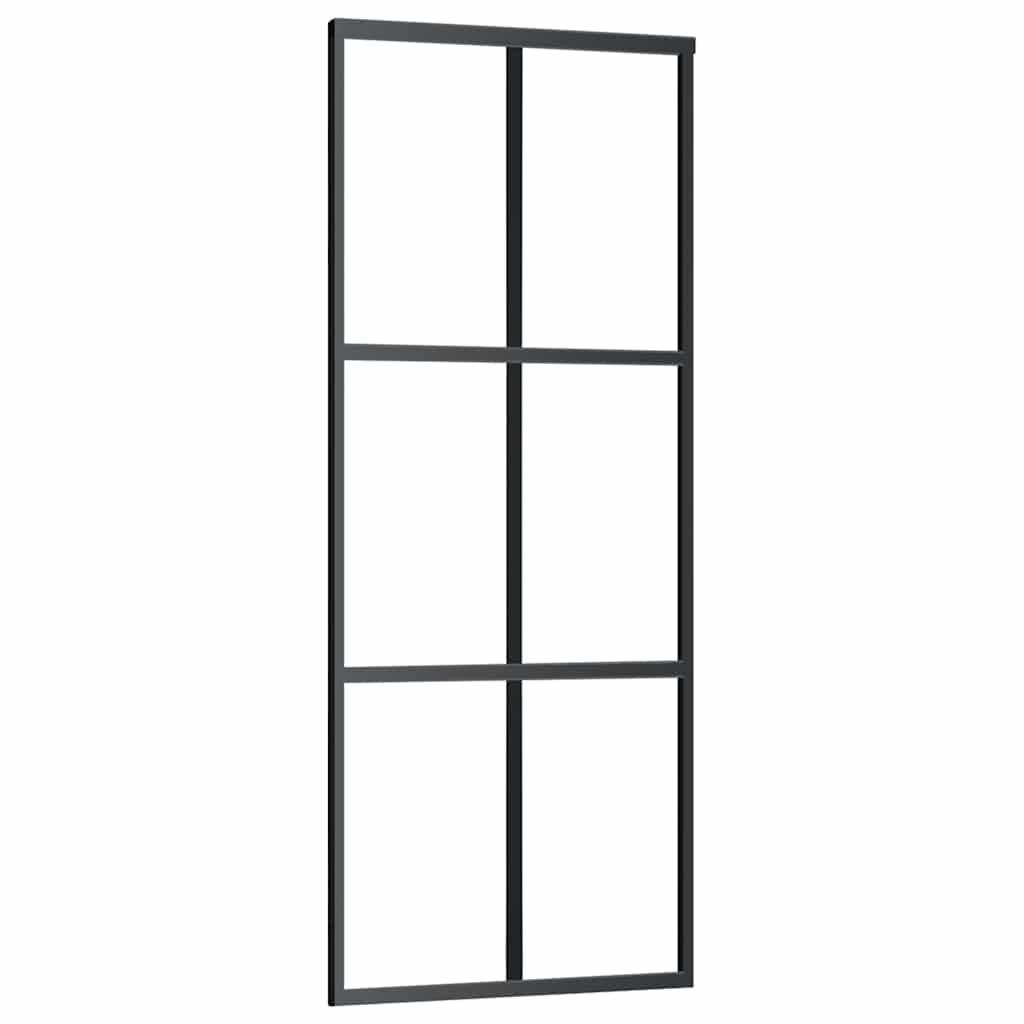 Sliding door ESG glass and black aluminum 76x205 cm 