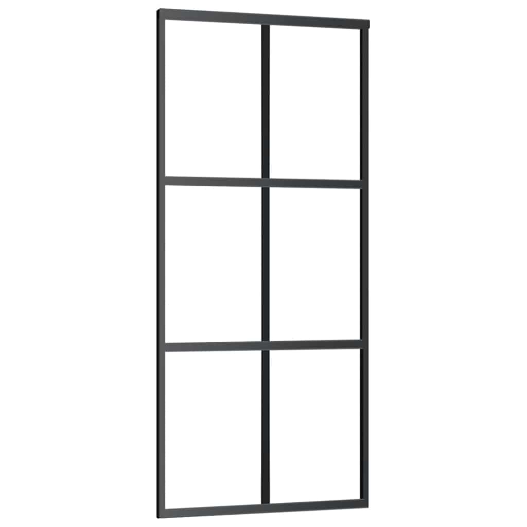 Black ESG glass and aluminum sliding door 90x205 cm 
