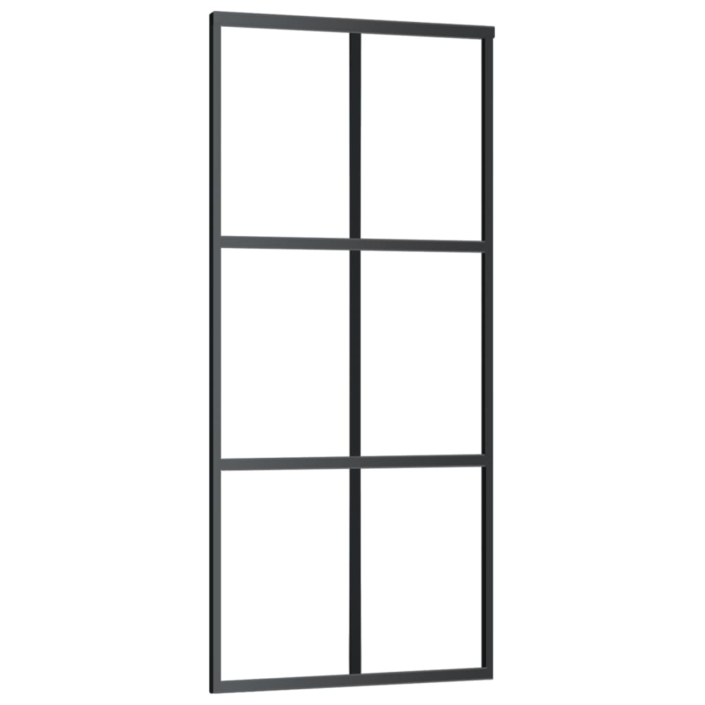 Puerta corredera ESG vidrio y aluminio negra 90x205 cm - Vetonek