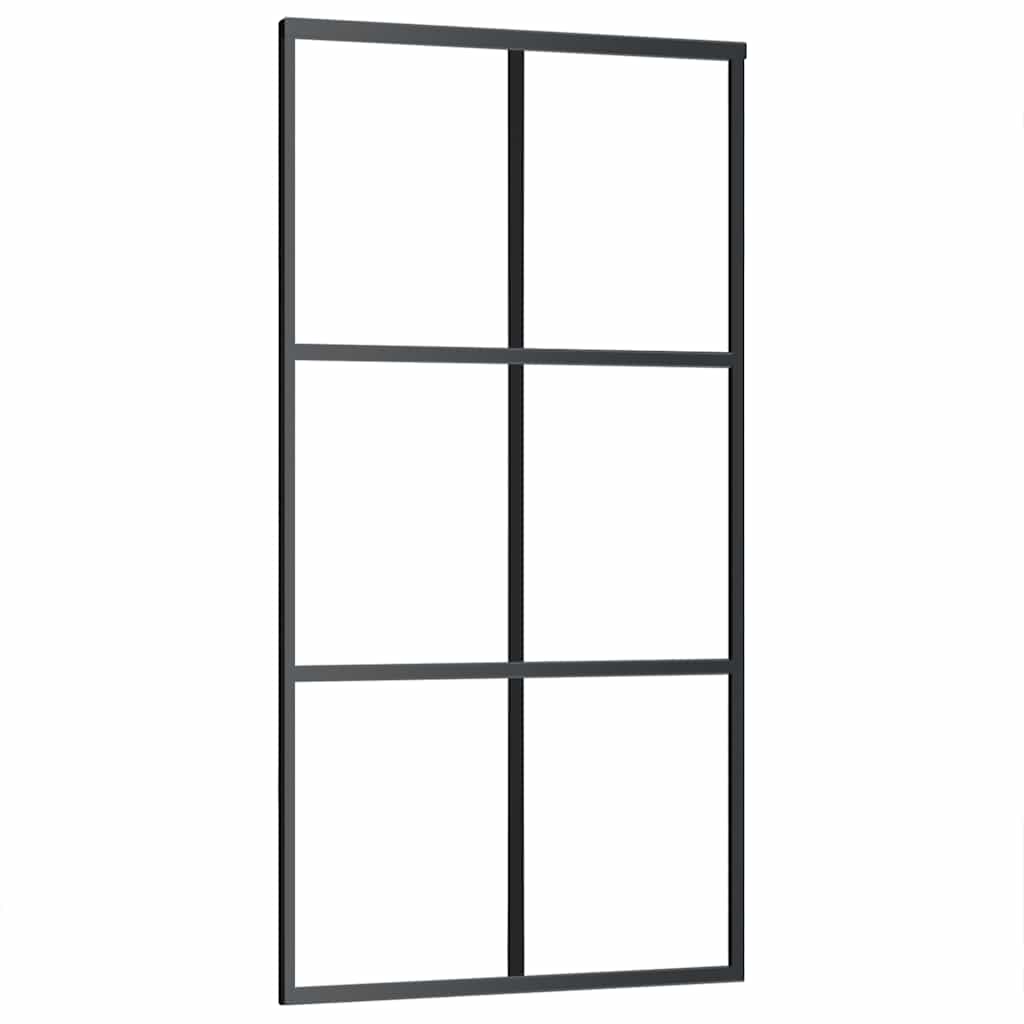 ESG sliding door black glass and aluminum 102x205 cm 