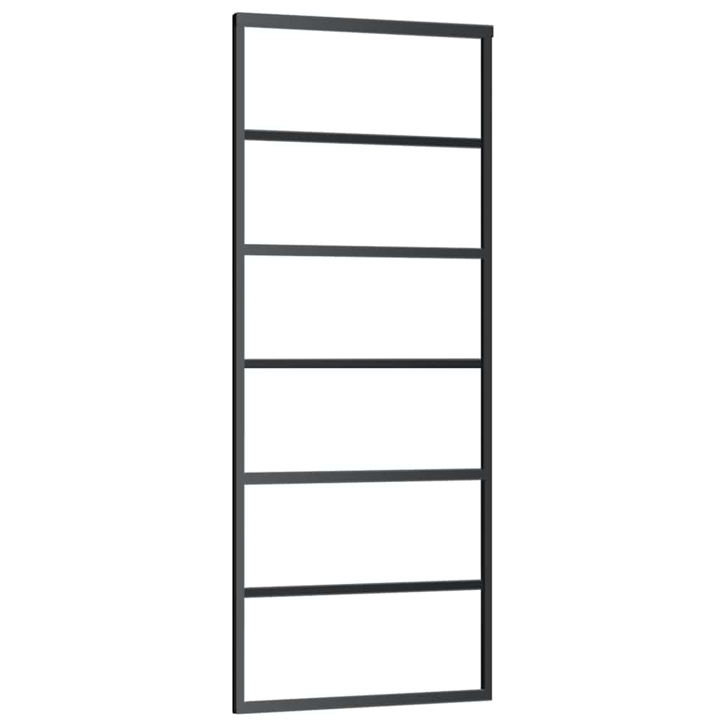 ESG glass and black aluminum sliding door 76x205 cm 