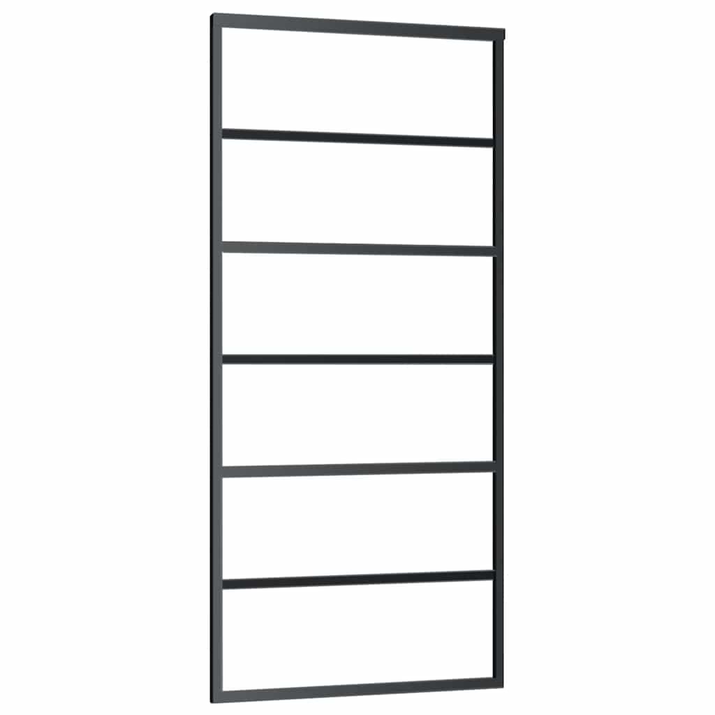 ESG glass and black aluminum sliding door 90x205 cm 