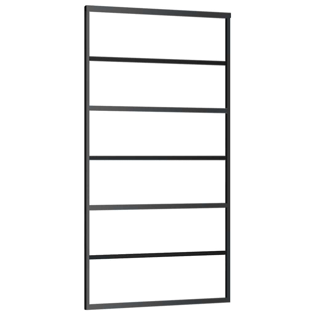 Black ESG glass and aluminum sliding door 102x205 cm 